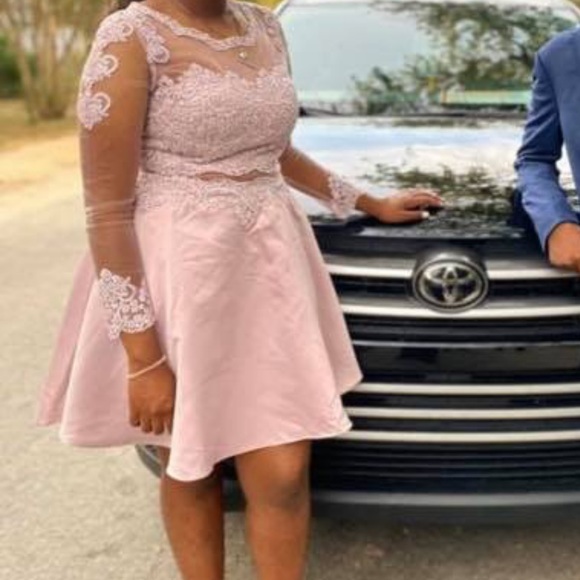 dusty pink short dress